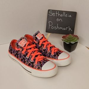 Converse All Stars Low Tops Heart Polka Dots Bright Orange Womens Sz 6